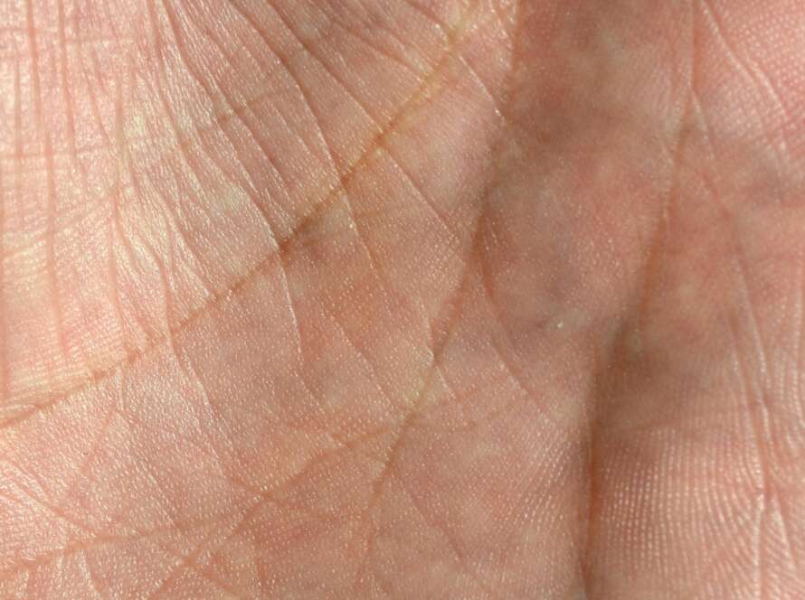 Close up of human hand skin with visible skin texture and lines